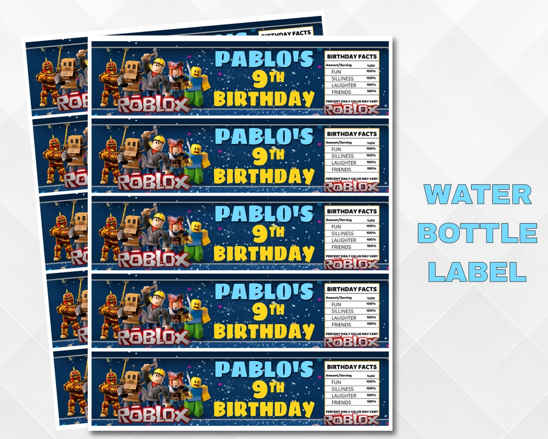 Kids Birthday Water Bottle Labels, Personalised Printable Water Bottle ...