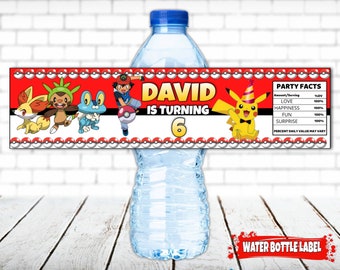 Kids Birthday Water Bottle Labels, Personalised Printable Water Bottle Label, Water Bottle Sticker, Printable Digital file