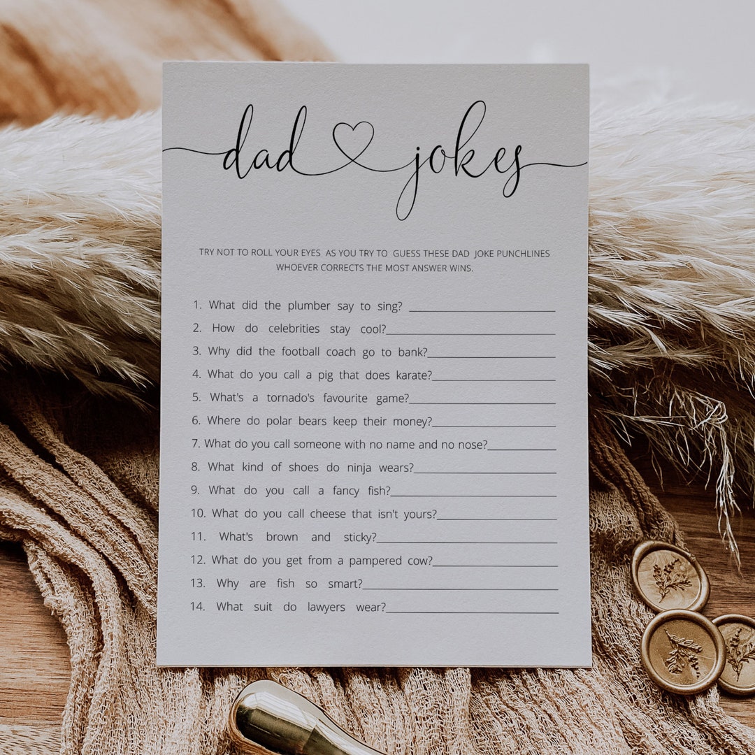 Dad Jokes Shower Game Trivia Dad Jokes Baby Shower Game Baby Etsy UK