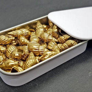 Zestaw muszli morskich Golden Baby, 40 sztuk, metalowe pudełko, małe muszelki, maleńkie znaleziska plażowe, muszle, muszle morskie, ślimaki, ślimak morski, ...