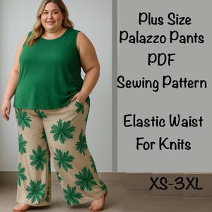 Palazzo wide leg plus size trousers sewing pattern pdf|woman plus pants pattern|pants sewing pattern|beginner sewing pattern|3xl to 8xl