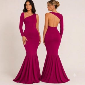 Mermaid Prom Dress Sewing Pattern | One Sleeve Knit Gown (PDF)