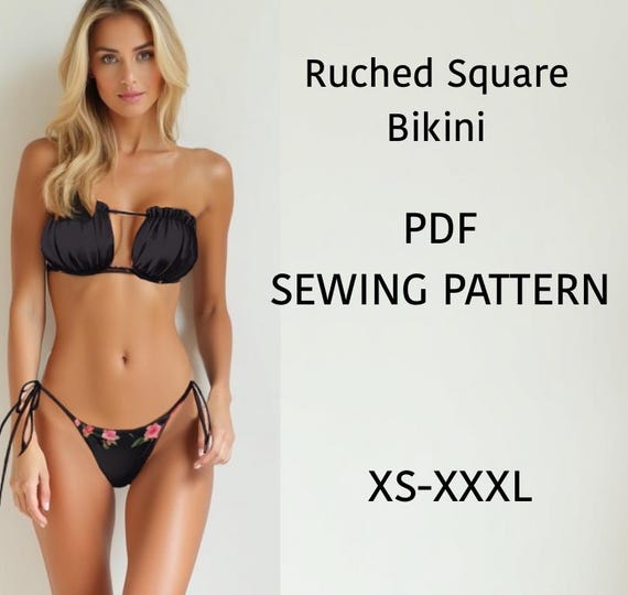 Ruched Bikini Sewing Pattern | Women's Swimwear, Easy Sew (PDF Pattern)