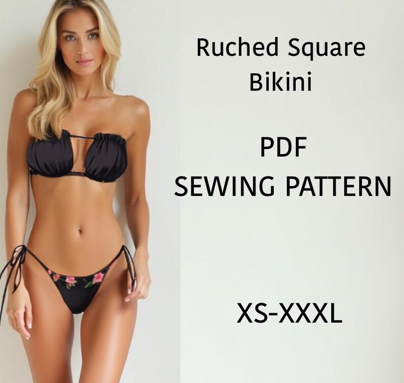 Mönster för rynkad bikini | Badkläder för kvinnor, enkel sömnad (PDF-mönster) bild 1
