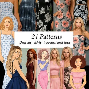 Knit Dresses, Skirts, and Tops Sewing Pattern Bundle (PDF Pattern)