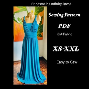 Modello di cucito per abito da damigella d'onore Infinity in formato PDF. Abito da sposa in formato PDF/Damigella d'onore in formato PDF