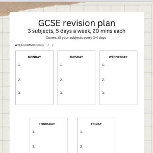 GCSE revision ace sheet