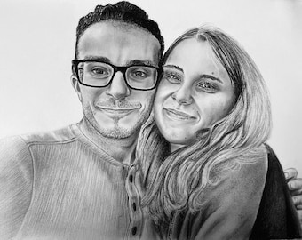 Custom charcoal portrait from photo, handmade personalized realistic drawing, Original hand-made drawing, Unique gift idea, Charcoal order