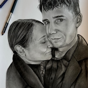 Custom Charcoal Portrait: Handmade Realistic Drawing from Photo