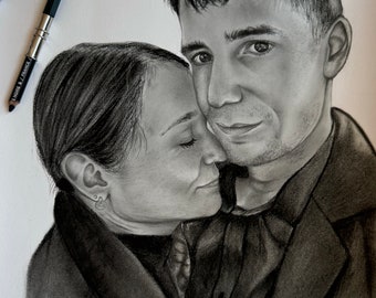 Custom Charcoal Portrait: Handmade Realistic Drawing from Photo
