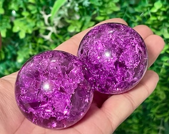 1.9''+ purplish red Ball Aura Crackle Sphere,crystal ball,Aura Crystal Glass Ball,crystal ball decorate,crystal gift 1pc