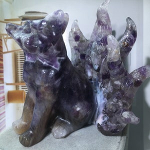 3.8'' Natural Dreamy Amethyst quartz,quartz crystal,hand carved,crystal Nine-tailed fox,healing reiki,crystal gift 1pc image 3
