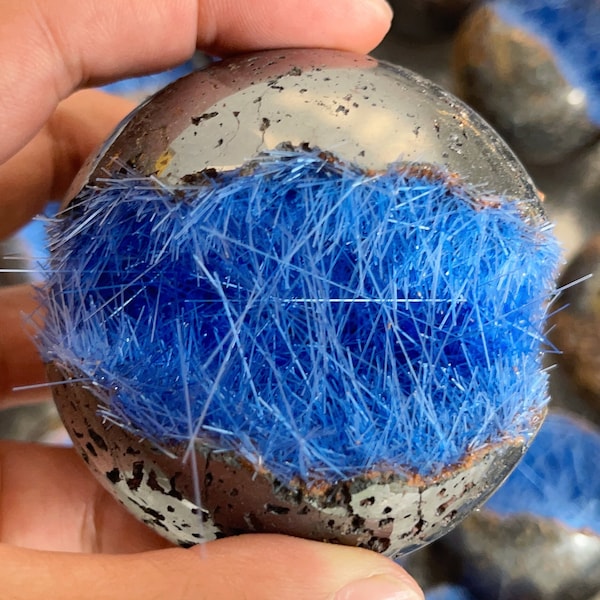 Magnetite Specimen quartz,Goethite,Blue copper ore,Quartz Crystal Sphere cluster,Mineral specimen,Energy crystal gift 1PC