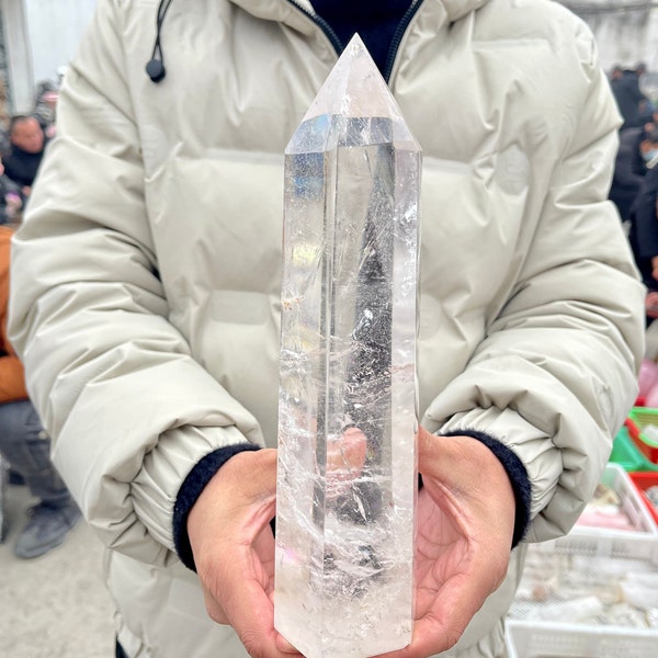 Varita de obelisco de cristal de cuarzo transparente Natural, curación aleatoria, 1 unidad