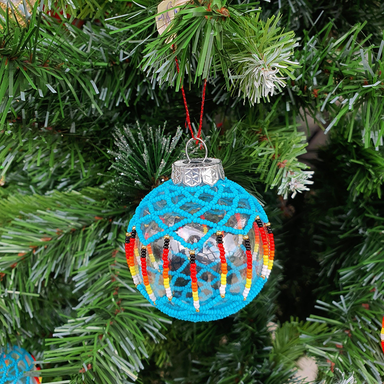Beaded Ball Christmas Ornaments, Beaded Christmas Tree Ornaments
