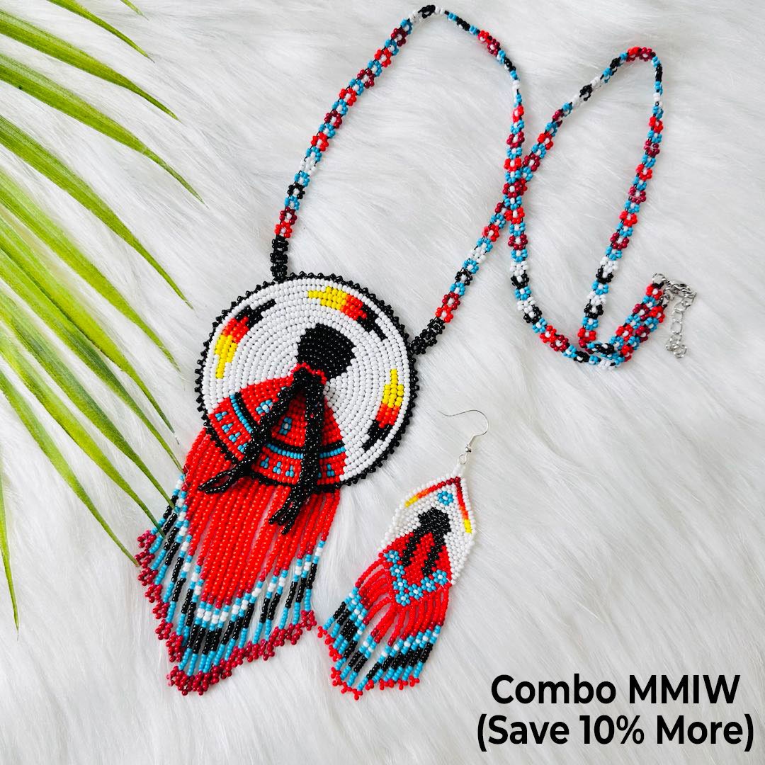 MMIW Indigenous Women Handmade Beaded Necklace Premium, Native Americans Jewelry, Medallion