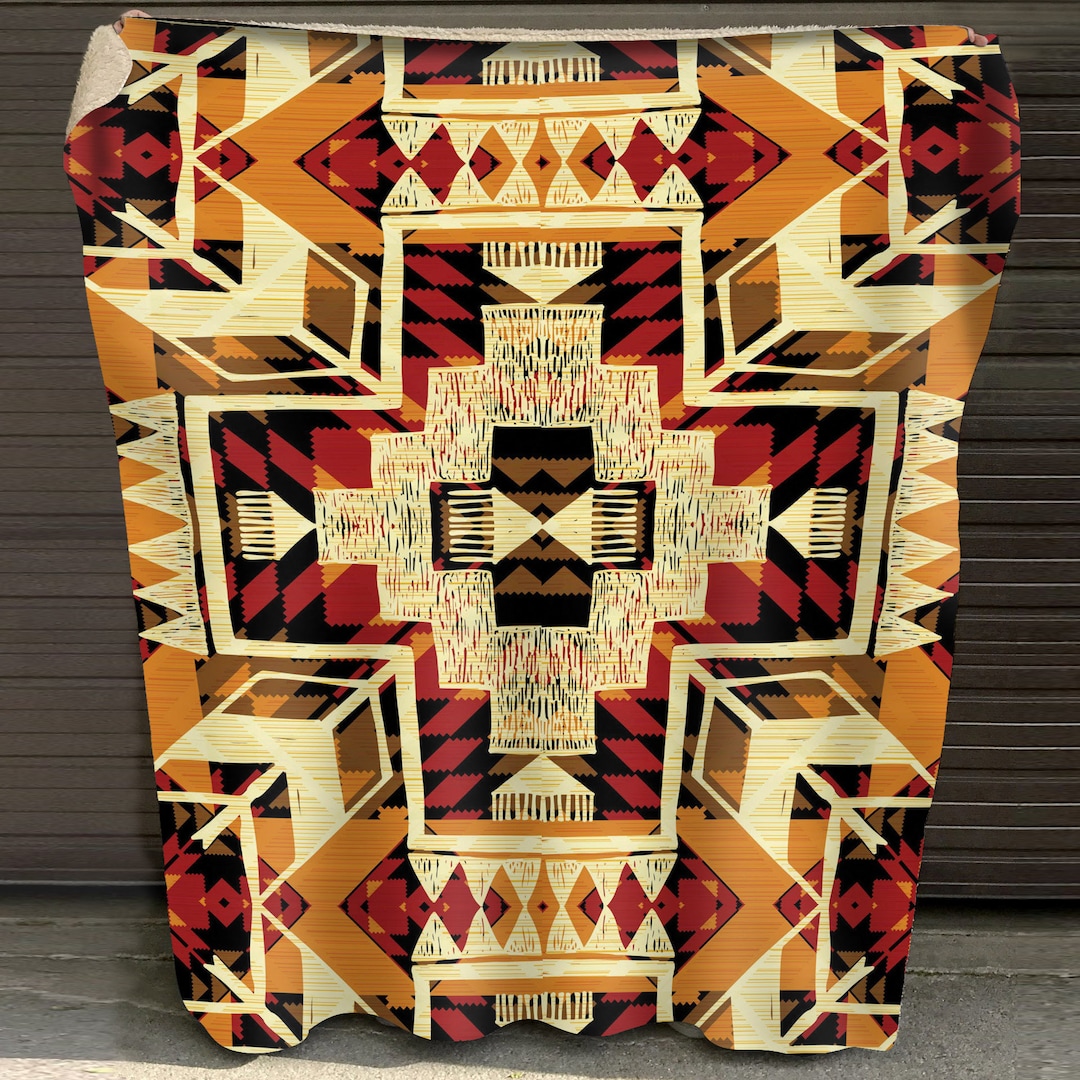 Native American Style Fleece Blanket, Native American Pattern Fleece