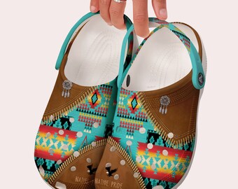 Native Pattern Clog Shoes For Kid and Adult, Native American Clog Shoes, Native Pattern Unisex Kid Adult Classic Clogs