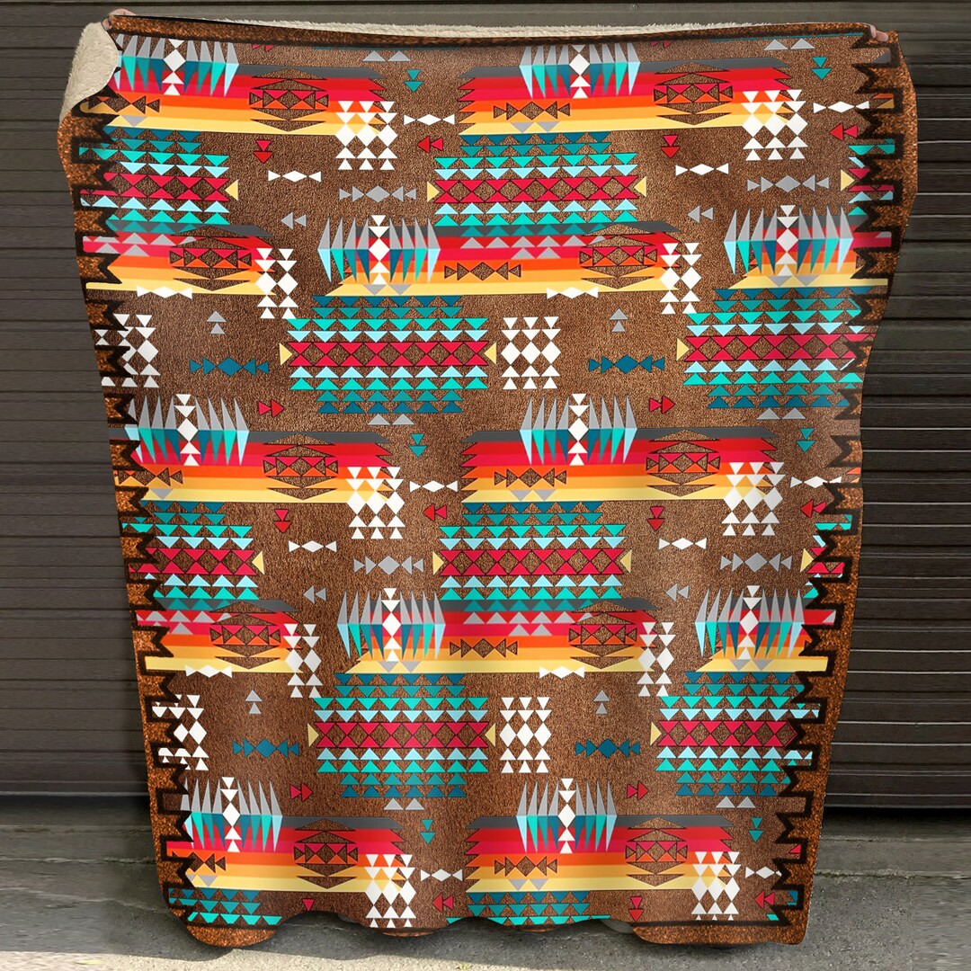 Native American Style Fleece Blanket, Native American Pattern Fleece