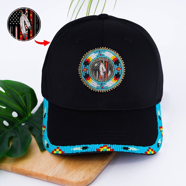 Native American Beaded Hat Brim Etsy
