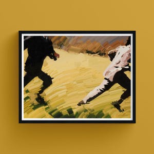 Correre in un campo dorato, Arte emozionale astratta, Pittura contemporanea, Stampa giclée, Libertà e movimento, Arte positiva