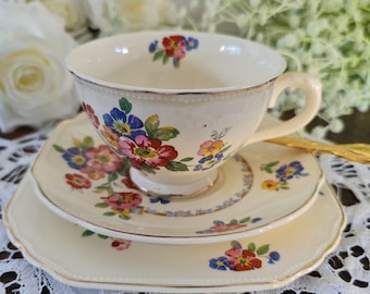 Gorgeous Vintage Wedgwood Rose Marie Tea Trio. High Tea, Bridal Shower, Tea Party.