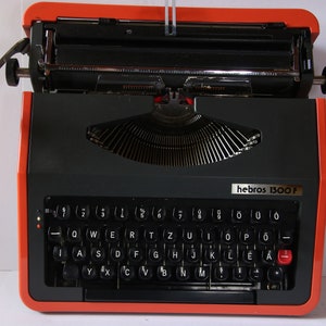 Vintage Hebros 1300F black and red typewriter image 6
