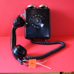 1950's Antique Black Swiss Wall Bakelite Telephone RAR