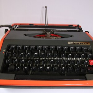 Vintage Hebros 1300F black and red typewriter image 1