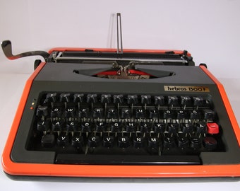 Vintage Hebros 1300F black and red typewriter
