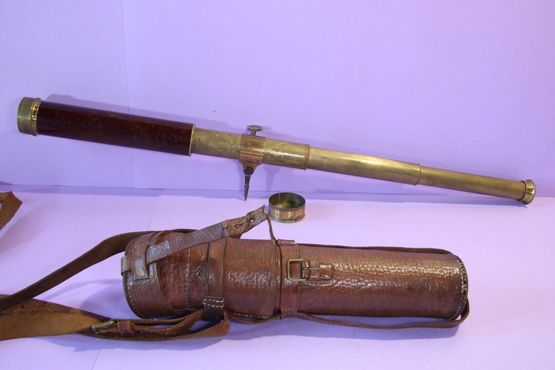 Antique C 1840 Simon Pl ssl Three draw Telescope Signed pl ssl In antique-c-1840-simon-pl-ssl-three-draw-telescope-signed-pl-ssl-in