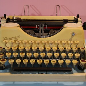 Vintage Rather Rare Rheinmetall Borsig typewriter cream color from 1938 image 5