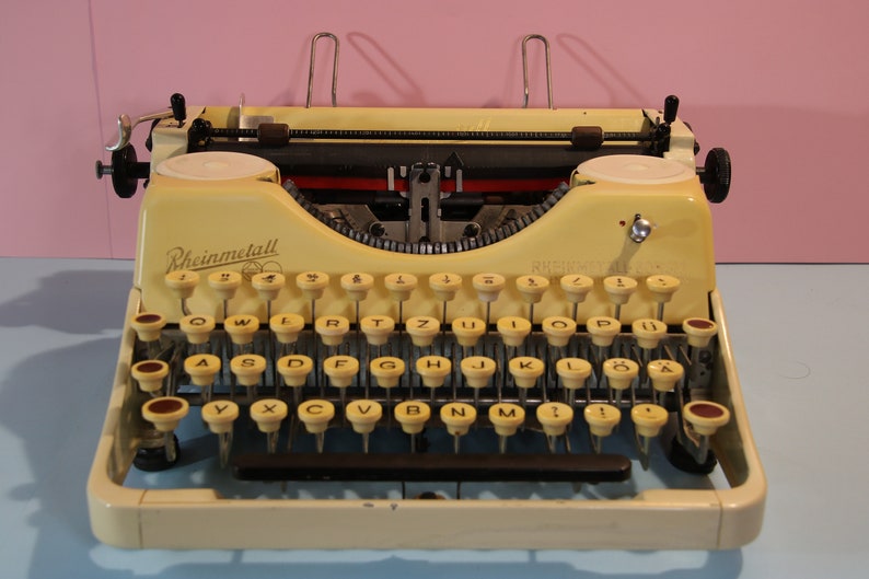 Vintage Rather Rare Rheinmetall Borsig typewriter cream color from 1938 image 5