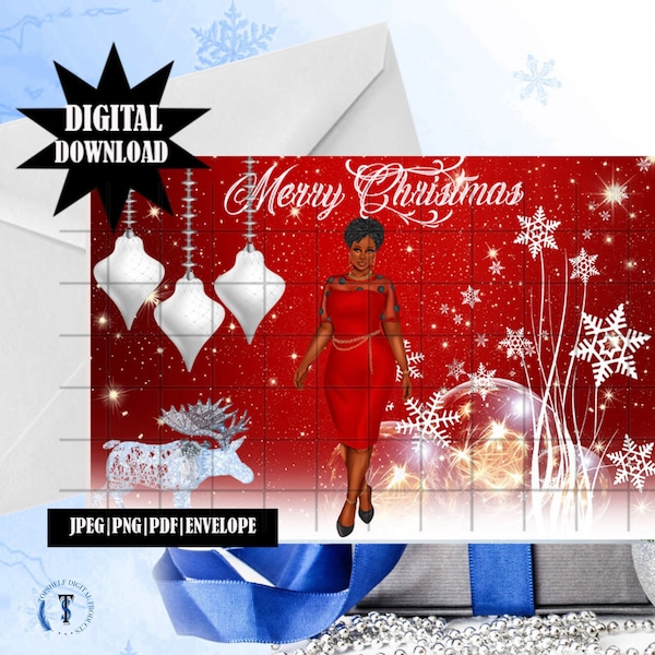 African American, Merry Christmas Cards, Greeting Cards, Black Christmas Cards, Folded Christmas Cards, Digital Download Christmas Cards,