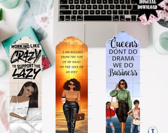 African American Bookmarks, Black Girl Bookmarks, Black Girl Magic, Digital Download Bookmarks, Printable Bookmarks