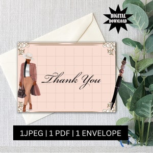 Bedankkaarten, briefpapier, bedankkaarten voor vrouwen, bedankkaarten voor meisjes, print at home bedankkaarten met enveloppen.