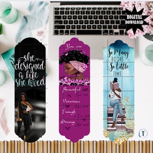 African American Bookmarks, Black girl bookmarks, Digital Downloads, Printable bookmarks, Bookmark sets