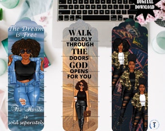 African American Bookmarks, Black Girl Bookmarks, Black Girl Magic, Digital Download Bookmarks, Printable Bookmarks