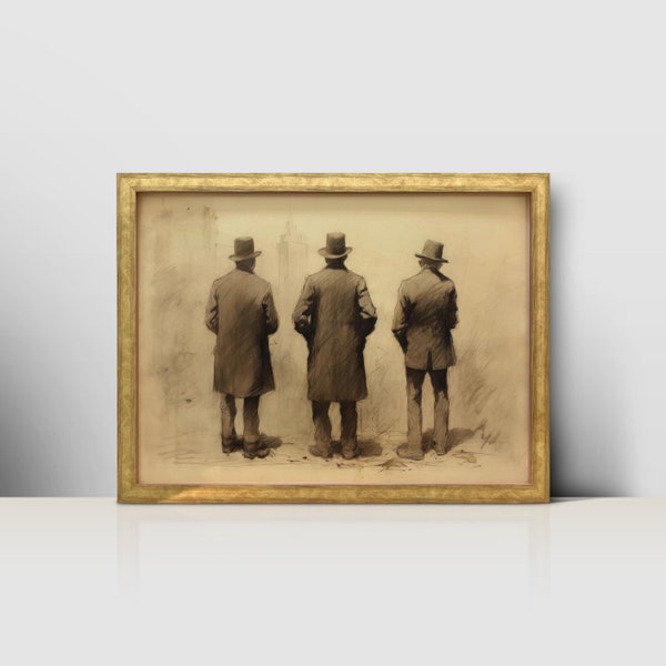 Vintage Hat and Frock Coat: Classic Victorian Fashion Art for Downloadable Wall Decor