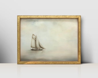 Vintage Sailboat on the Water - Nautical Art Print - Downloadable Wall Art