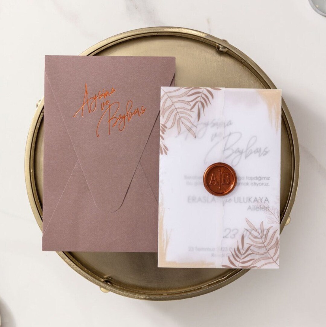 Vellum Wedding Invitation With Gold Foil Gatefold Wedding Invitation
