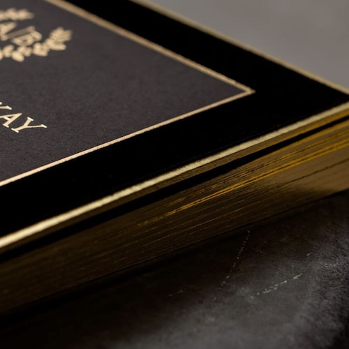 Black Invitation With Gold Gilding Printed Velvet Detail - Etsy