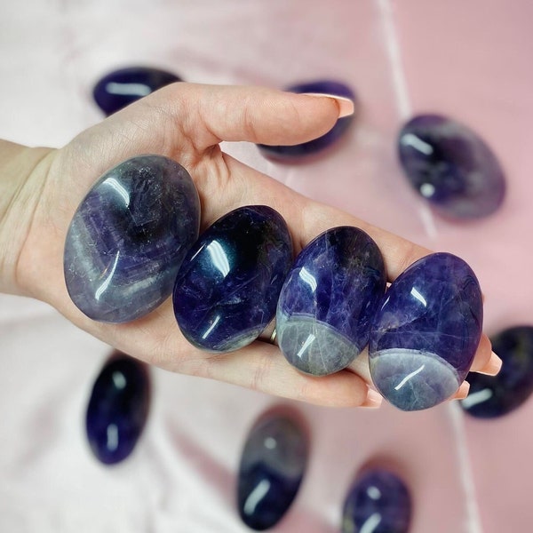 Dream Amethyst Palm Stones (Pick Your Own) Chevron Amethyst Palm Stone - Crystal Palm Stone Gift