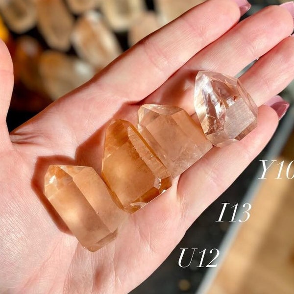 Tangerine Lemurian Quartz from Brazil/ Pick Your own / High Quality / Rare Mineral / Semi-Polished Lumerian Quartz / Raw / Wand / Gift