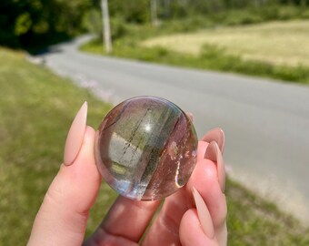 Rare Pink Garden Quartz Sphere: Lodolite Crystal from Brazil