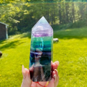 High Quality Rainbow Fluorite Tower s/ Rainbow Inclusions J58 / Home Decor / Crystal Point