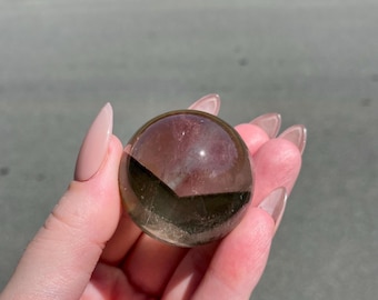 Earthy Green Garden Quartz Sphere #4 / Brazil Crystal/ Rare Mineral / Lodolite / Scenic Quartz