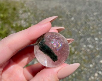 Unique Earthy Green Garden Quartz Sphere #6 / Brazil Crystal/ Rare Mineral / Lodolite / Scenic Quartz