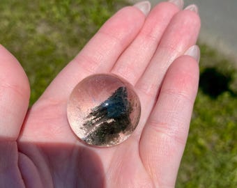 Garden Quartz Sphere: Green Chlorite Tree Inclusion - Brazilian Lodolite