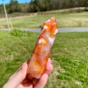 Rare Carnelian Flower Agate Tower / Madagascar / Crystal Point / Decor